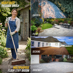 18" Newman & Cole Bassine Broom with Handle | Heavy Duty Outdoor Brush