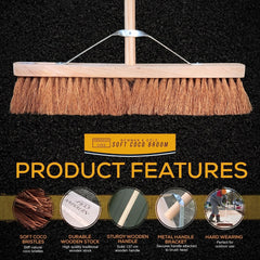 24" Newman & Cole Soft Coco Broom with 4ft6 Handle & Metal Stay