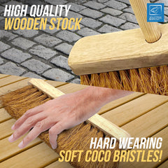10" Soft Coco Broom with Wooden Handle – Outdoor Sweeping Brush