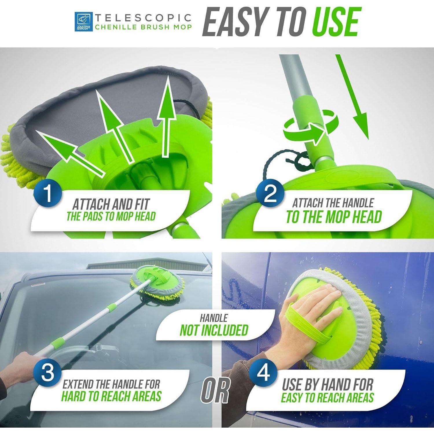 Chenille Car Wash Mop Replacement Head Only - Pack of 2