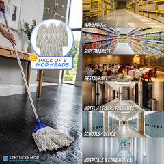 Blue Kentucky Mop Set with 5 Mop Heads & Handle