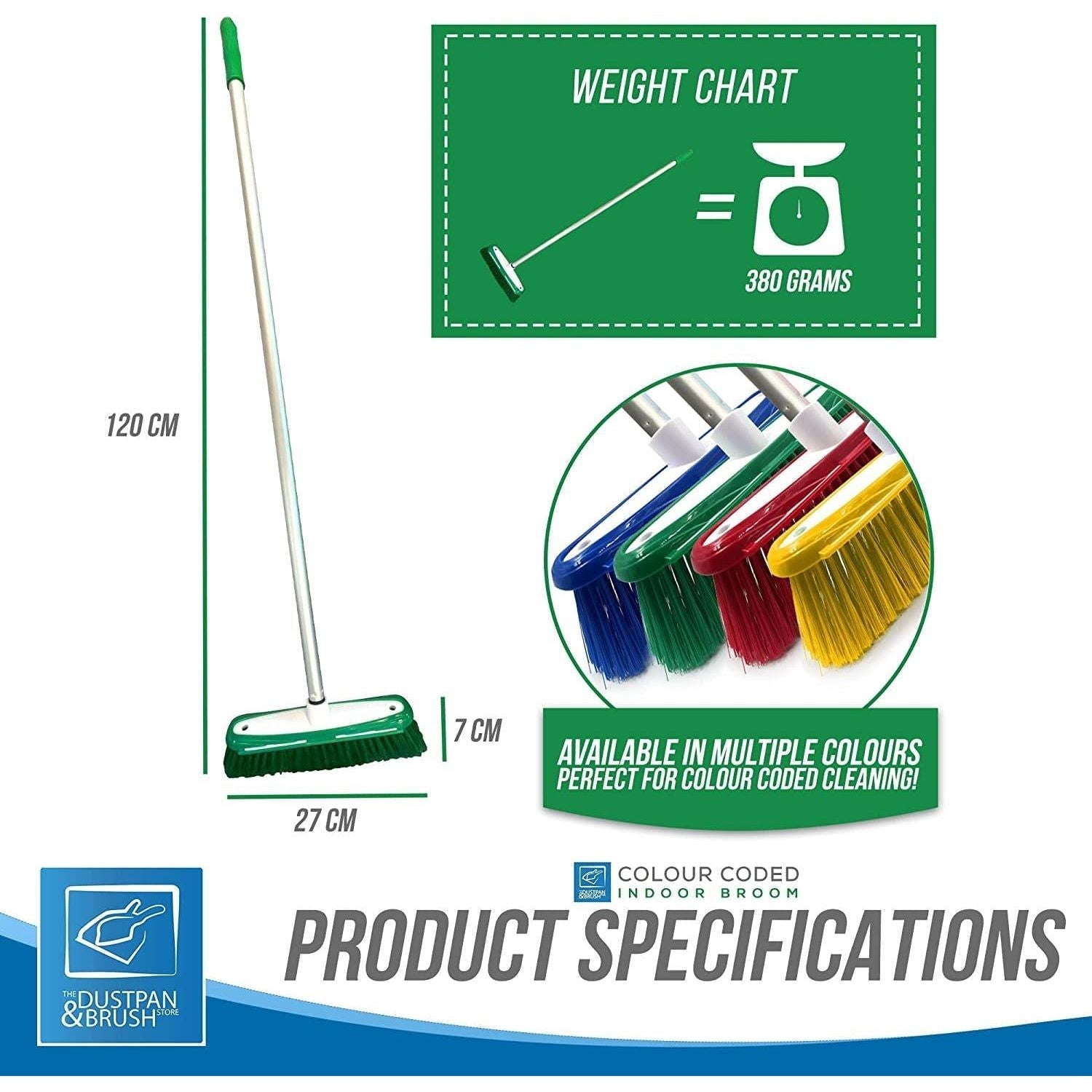 Green Colour Coded Broom Head & Handle
