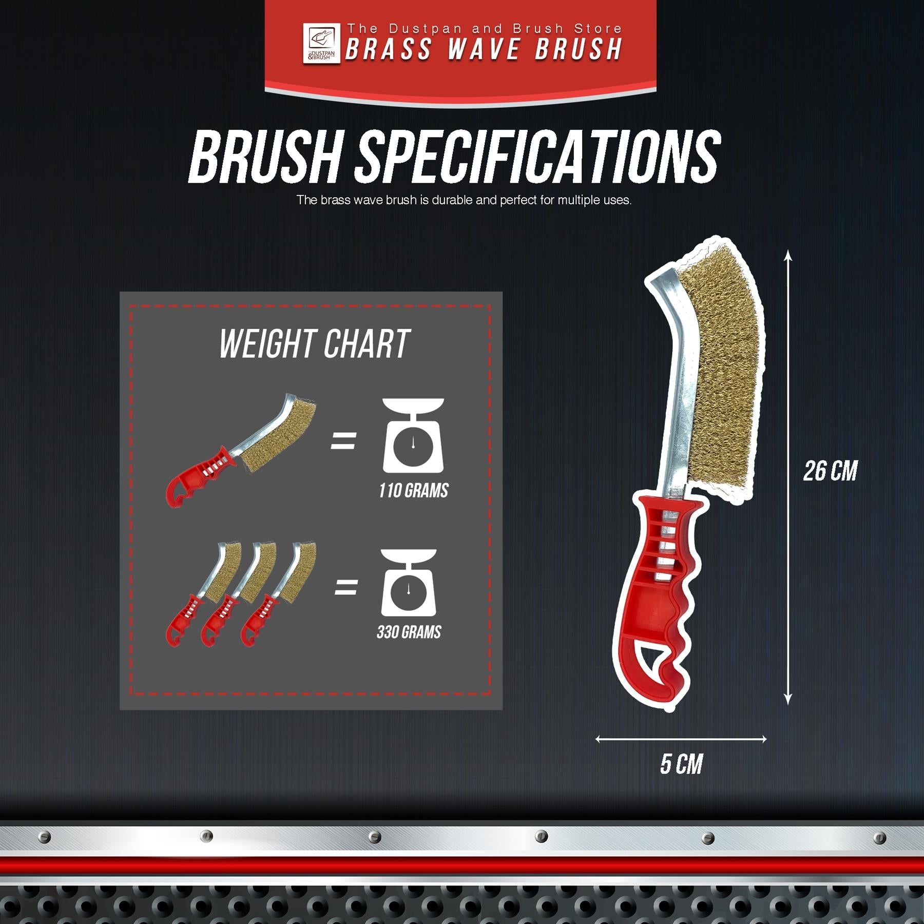 Brass Wire Brush with Wave Bristles | Single, 3 & 12 Pack Options