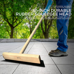 12" Newman and Cole Wooden Rubber Floor Squeegee and Handle