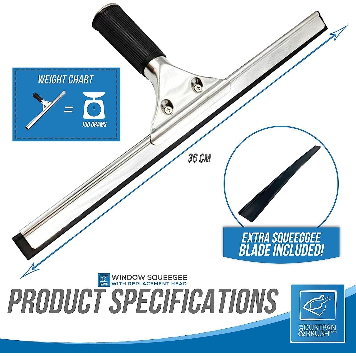 14" Stainless Steel Squeegee & Replacement Rubber