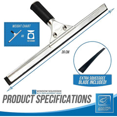 14" Stainless Steel Squeegee & Replacement Rubber