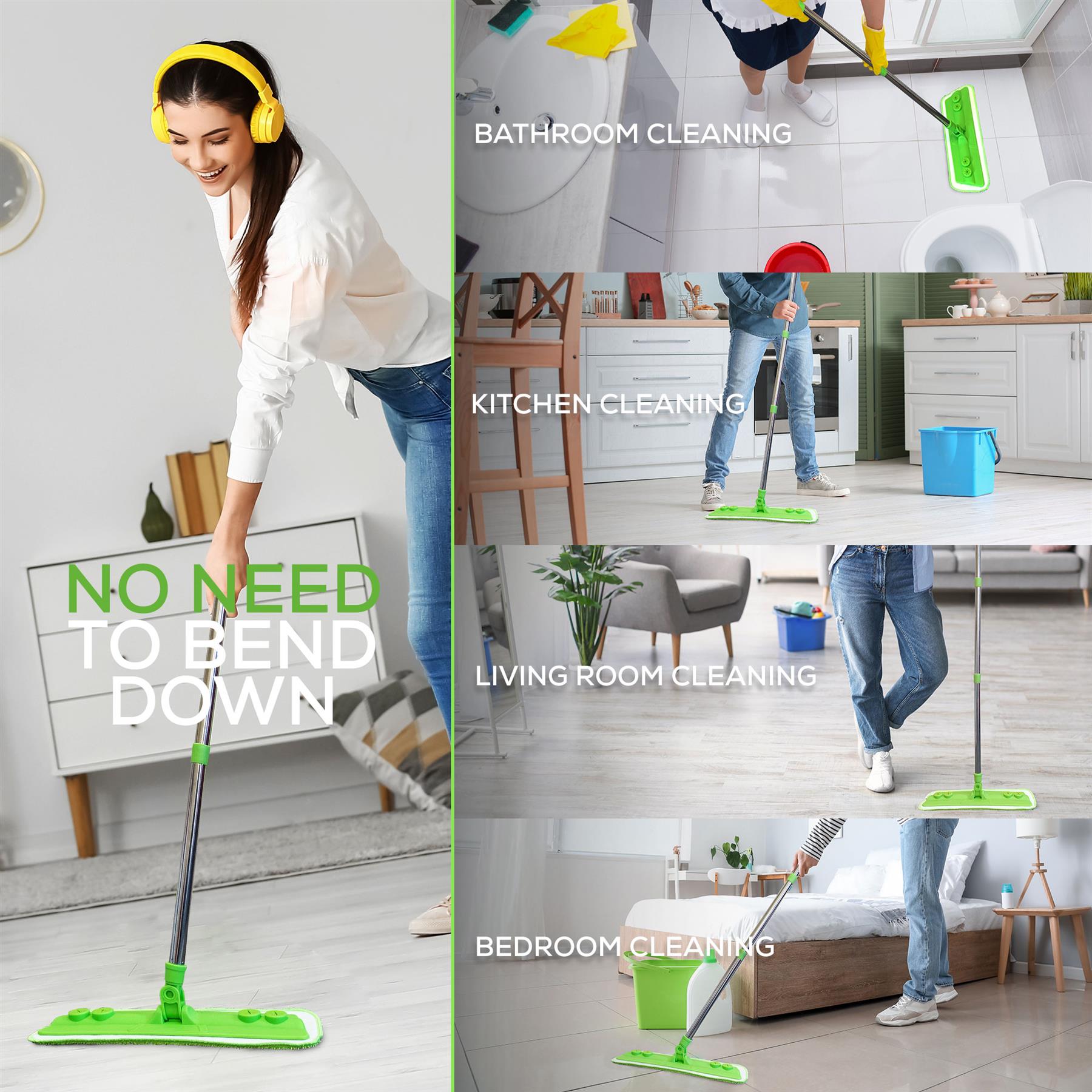 Microfibre Flat Mop for Laminate Wood & Hard Floors