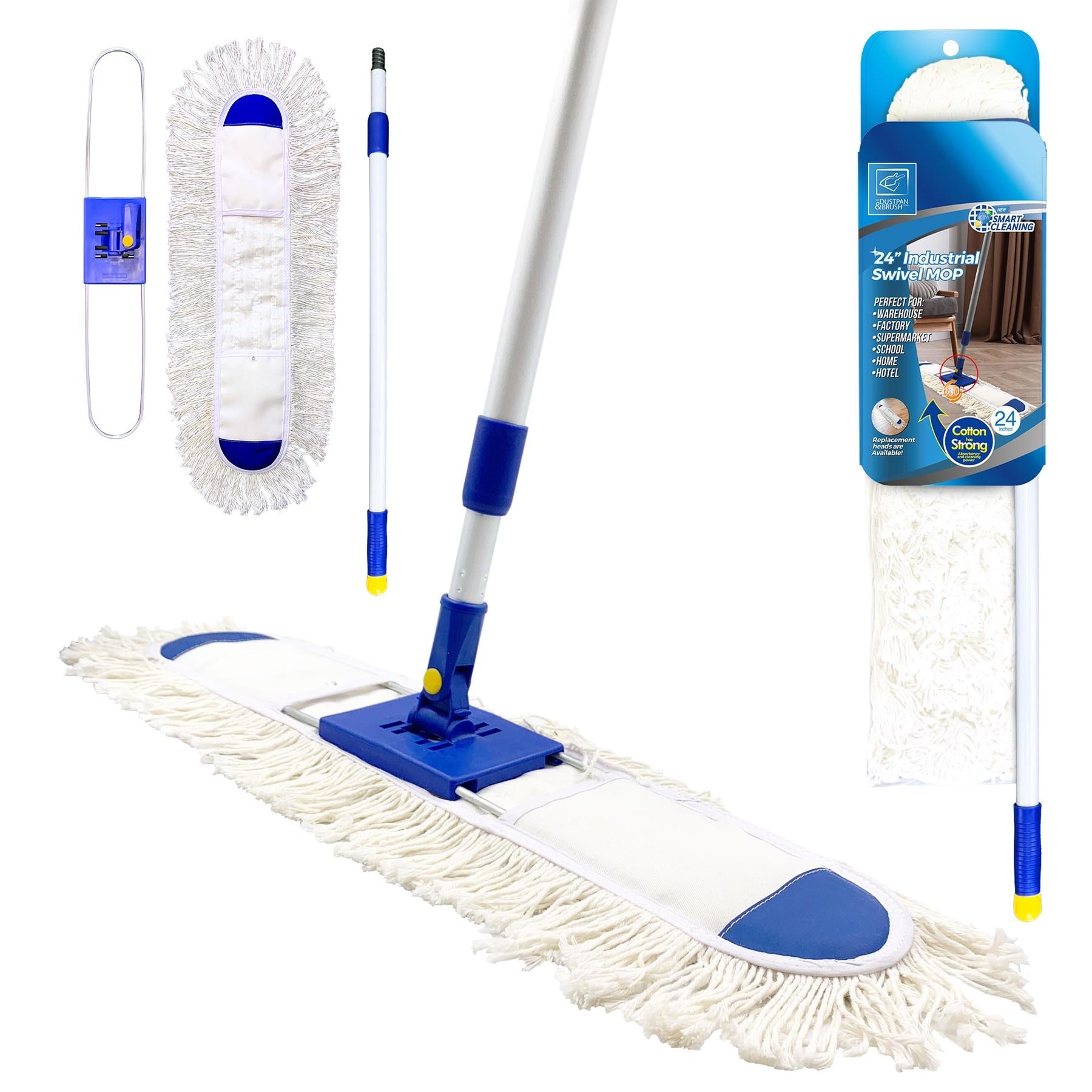 24" Flat Dust Mop with 130cm Telescopic Handle