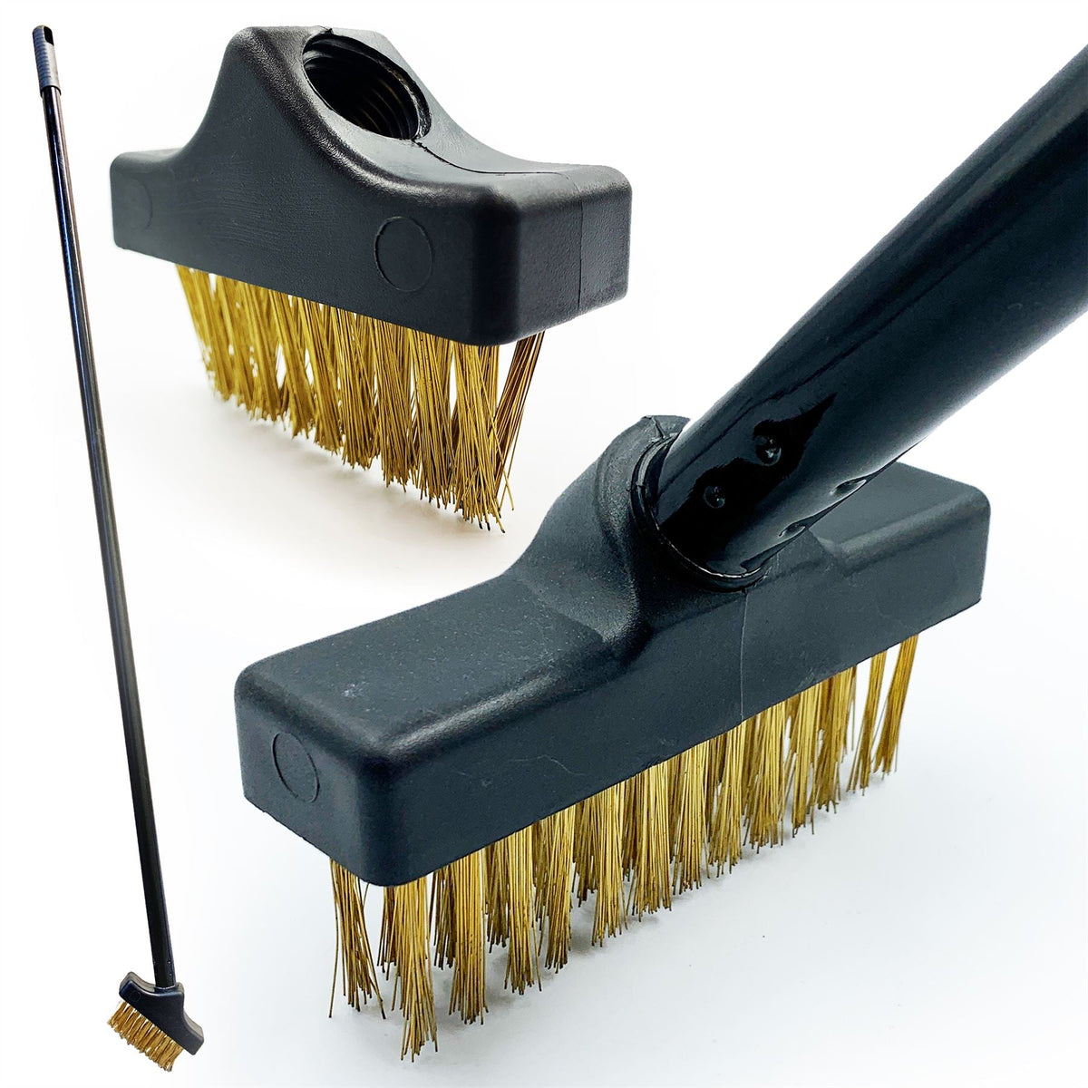 Twin Pack Patio Weed Brush Set with Handle – Weed & Moss Brush