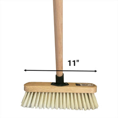 11" Soft Cream Synthetic Indoor Sweeping Brush with Wooden Handle