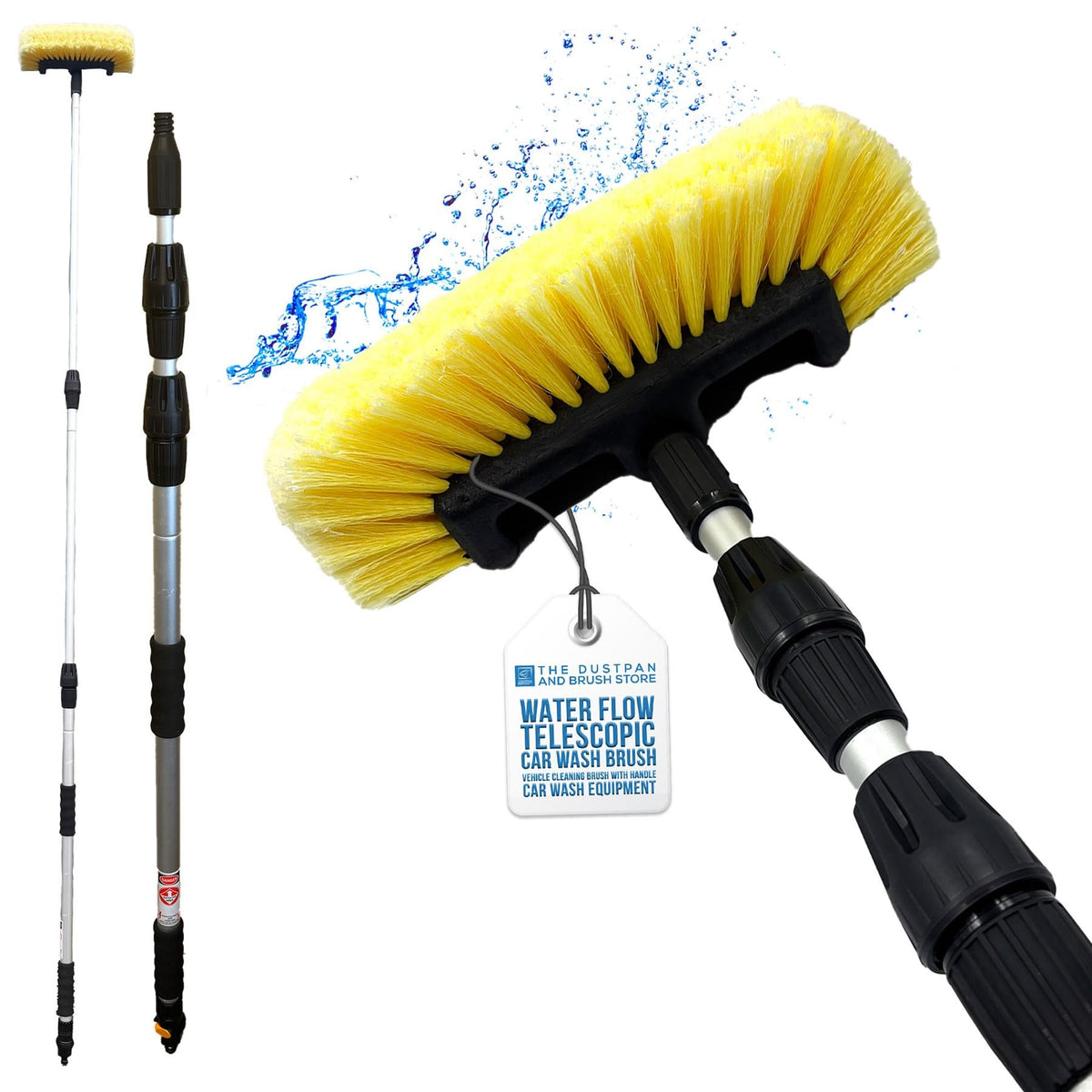 Water Flow Car Wash Brush | Telescopic 3 Section Wash Brush